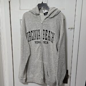 Heather Gray Virginia Beach Zipper Front Hoodie XL